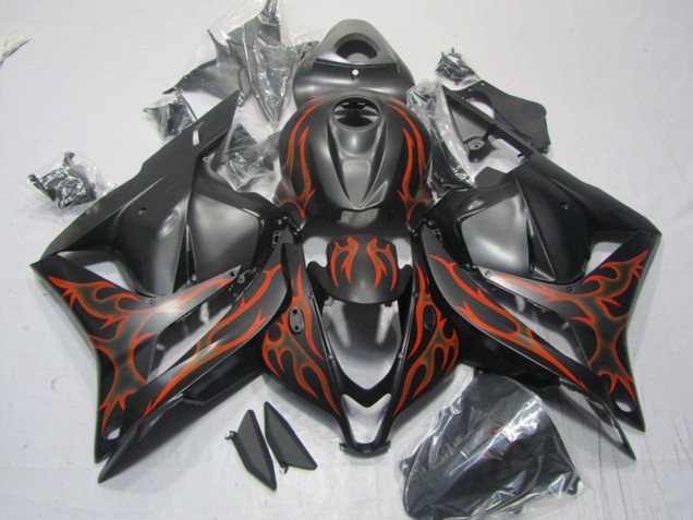 2009-2012 Honda CBR600RR Motorcycle Fairings - Matte Black Orange Flame Canada Websites