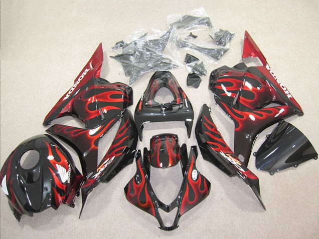 2009-2012 Honda CBR600RR Motorcycle Fairing - Glossy Black Red Flame Canada Websites