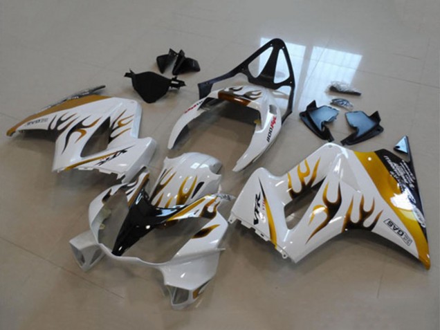 2002-2013 Honda VFR 800 Motorcycle Fairing - White Gold Flame Canada Websites