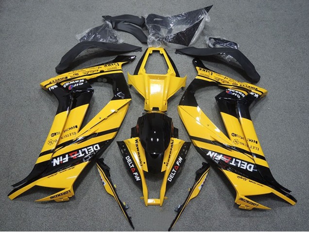2011-2015 Kawasaki ZX10R Motorcycle Fairings - Yellow Glossy Black Delt Fin Canada Websites
