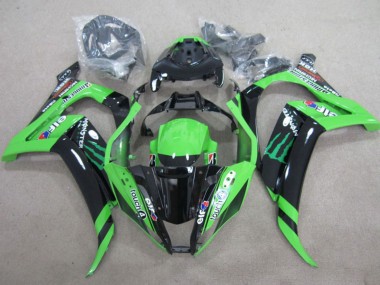 2011-2015 Kawasaki ZX10R Motorcycle Fairings - Green Glossy Black Green Elf Touch4 Monster Canada Websites