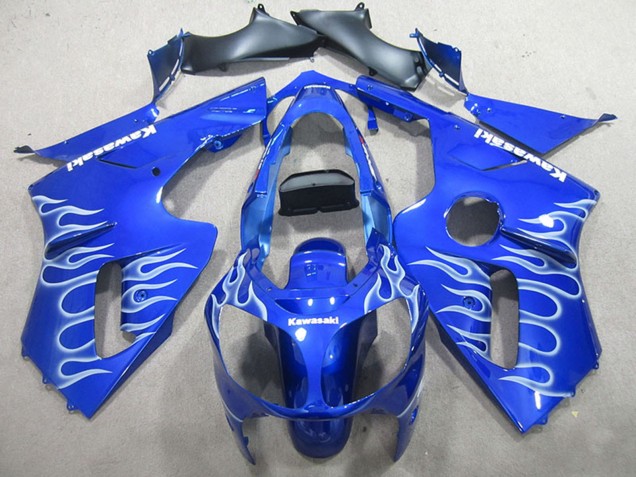 2000-2001 Kawasaki ZX12R Motorcycle Fairings - Blue White Flame Canada Websites