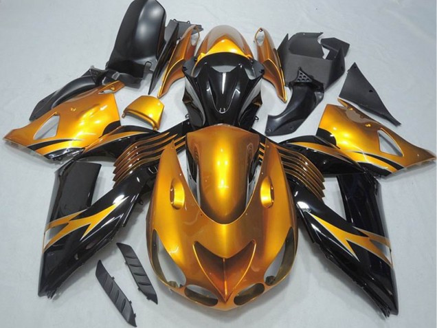 2006-2011 Kawasaki ZX14R ZZR1400 Motorcycle Fairing - Gold Glossy Black Canada Websites