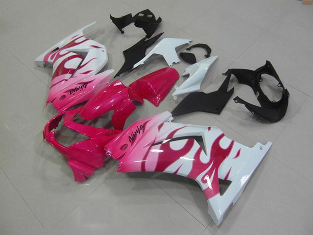 2008-2012 Kawasaki ZX250R Motorcycle Fairings - White Pink Flame Canada Websites