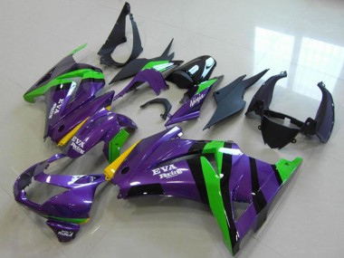 2008-2012 Kawasaki ZX250R Motorcycle Fairings - Purple Green Yellow Black EVA Racing Canada Websites