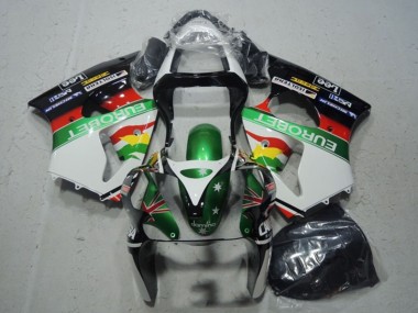 2000-2002 Kawasaki ZX6R Motorcycle Fairings - White Green Red Yellow Black Star EuroBet Canada Websites