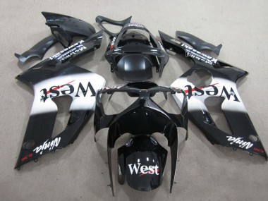 2003-2004 Kawasaki ZX6R Motorcycle Fairing - Glossy Black White West Canada Websites