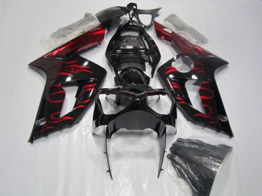 2003-2004 Kawasaki ZX6R Motorcycle Fairing - Glossy Black Red Flame Canada Websites