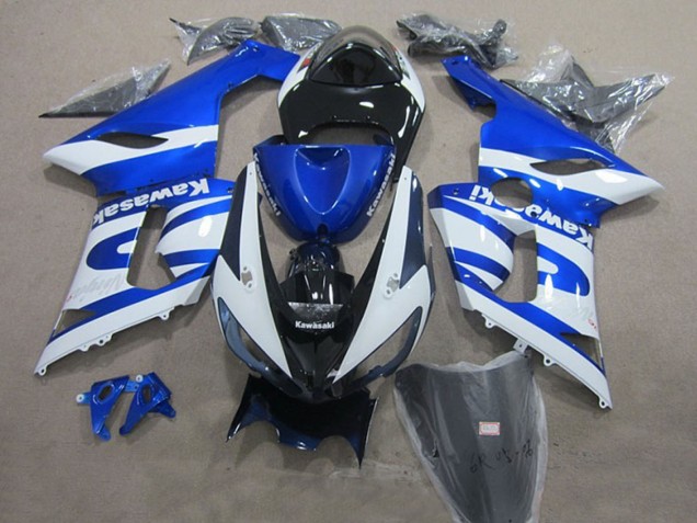 2005-2006 Kawasaki ZX6R Motorcycle Fairings - Blue White Black Canada Websites
