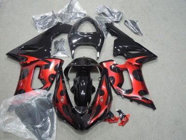 2005-2006 Kawasaki ZX6R Motorcycle Fairings - Glossy Black Red Canada Websites