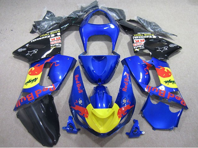 2005-2006 Kawasaki ZX6R Motorcycle Fairings - Blue Yellow Black Red Bull Canada Websites