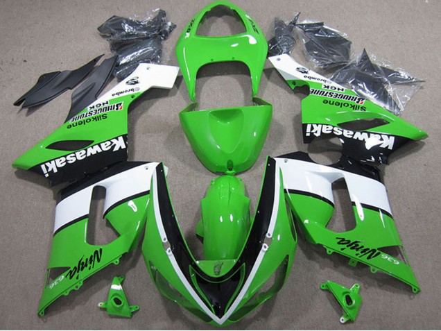2005-2006 Kawasaki ZX6R Motorcycle Fairings - Green White Black Canada Websites
