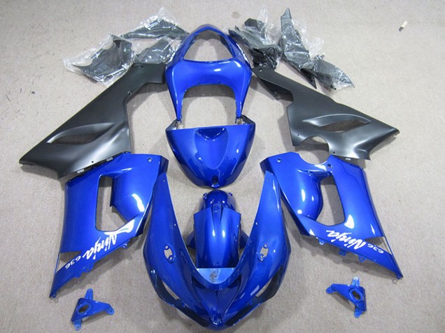 2005-2006 Kawasaki ZX6R Motorcycle Fairing - Blue Matte Black Canada Websites