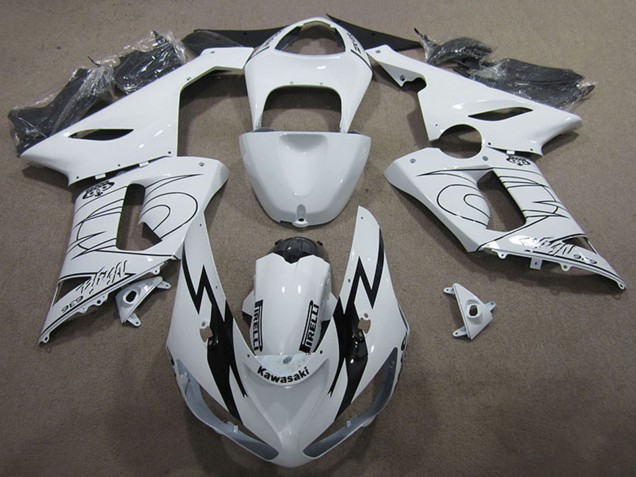 2005-2006 Kawasaki ZX6R Motorcycle Fairing Kits - White Black Canada Websites
