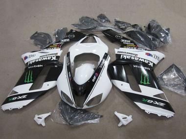 2007-2008 Kawasaki ZX6R Motorcycle Fairings - Black White Monster Canada Websites