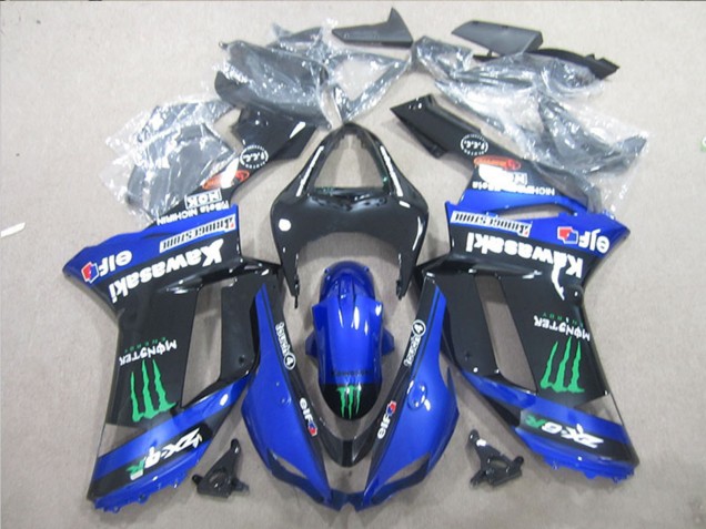 2007-2008 Kawasaki ZX6R Motorcycle Fairings - Black Blue Green Monster Canada Websites