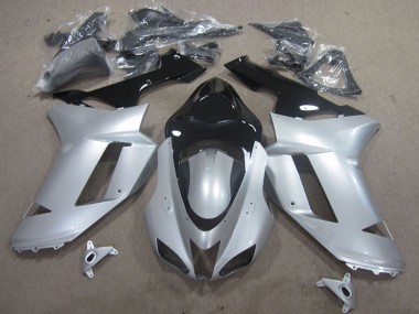2007-2008 Kawasaki ZX6R Motorcycle Fairings - Silver Black Canada Websites