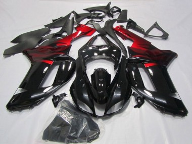 2007-2008 Kawasaki ZX6R Motorcycle Fairings - Black Red Canada Websites