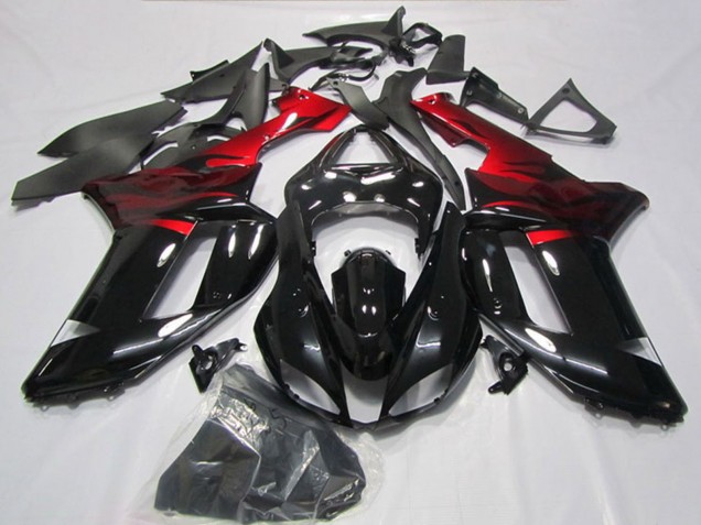 2007-2008 Kawasaki ZX6R Motorcycle Fairings - Black Red Canada Websites
