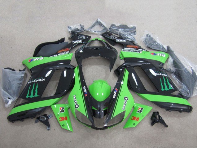 2007-2008 Kawasaki ZX6R Motorcycle Fairings - Green Black 3M Monster Canada Websites
