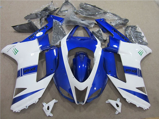 2007-2008 Kawasaki ZX6R Motorcycle Fairings - Blue White Monster Canada Websites