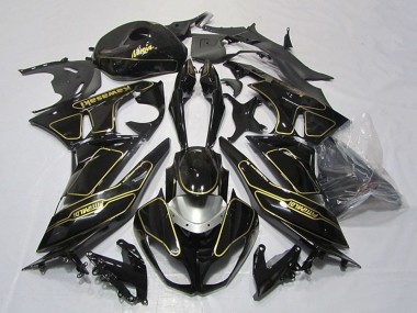 2009-2012 Kawasaki ZX6R Motorcycle Fairings - Glossy Black Silver Gold Canada Websites