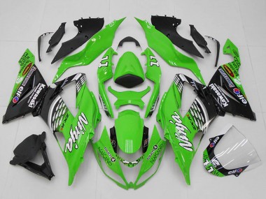 2013-2018 Kawasaki ZX6R Motorcycle Fairings - Green White Silver Black Elf Touch4 Bridgestone 11 Canada Websites