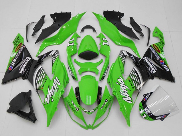 2013-2018 Kawasaki ZX6R Motorcycle Fairings - Green White Silver Black Elf Touch4 Bridgestone 11 Canada Websites