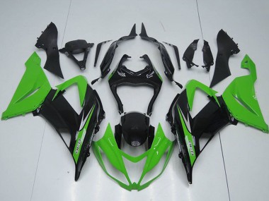 2013-2018 Kawasaki ZX6R Motorcycle Fairings Kits - Green Glossy Black Canada Websites