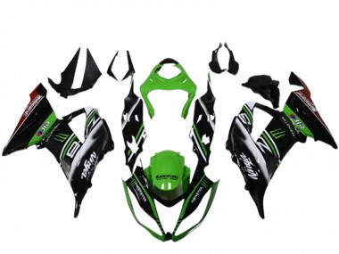 2013-2018 Kawasaki ZX6R Motorcycle Fairings - Green Black White Elf Monster Canada Websites