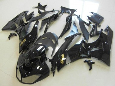 2013-2018 Kawasaki ZX6R Motorcycle Fairings - Glossy Black Gold Ninja Canada Websites
