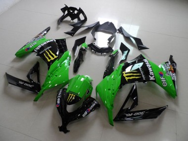 2013-2018 Kawasaki ZX300R Motorcycle Fairings - Green Glossy Black Yellow Elf Touch4 Monster Canada Websites