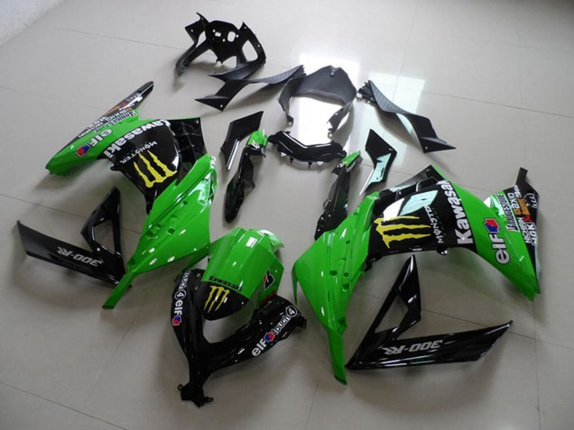 2013-2018 Kawasaki ZX300R Motorcycle Fairings - Green Glossy Black Yellow Elf Touch4 Monster Canada Websites