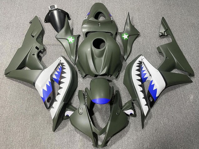 2007-2008 Honda CBR600RR Motorcycle Fairings - Army Green White Blue Shark Canada Websites