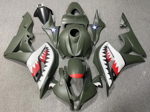 2007-2008 Honda CBR600RR Motorcycle Fairings - Army Green White Red Shark Canada Websites