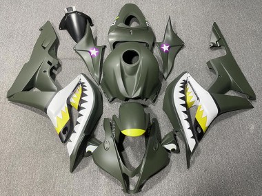 2007-2008 Honda CBR600RR Motorcycle Fairings - Army Green White Yellow Shark Canada Websites