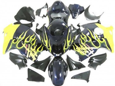1996-2007 Suzuki GSXR 1300 Motorcycle Fairings - Glossy Black Yellow Flame Canada Websites