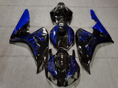 2006-2007 Honda CBR1000RR Motorcycle Fairing - Glossy Black Blue Flame Canada Websites