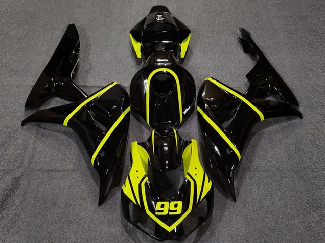 2006-2007 Honda CBR1000RR Motorcycle Fairing - Glossy Black High Viz Yellow 99 Canada Websites