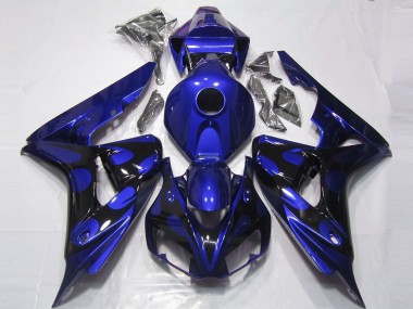 2006-2007 Honda CBR1000RR Motorcycle Fairings - Blue Glossy Black Flame Canada Websites