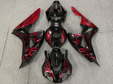 2006-2007 Honda CBR1000RR Motorcycle Fairings - Glossy Black Red Flame Canada Websites