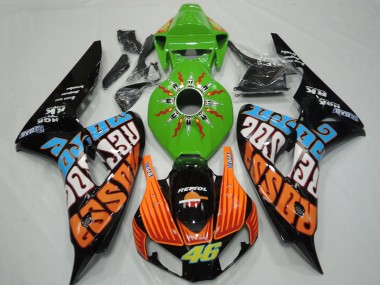 2006-2007 Honda CBR1000RR Motorcycle Fairings - Green Orange Blue Glossy Black Rossi 46 Canada Websites