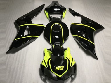 2006-2007 Honda CBR1000RR Motorcycle Fairings - Glossy Black High Viz Yellow 99 Canada Websites