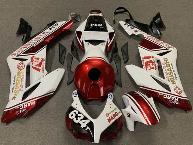 2004-2005 Honda CBR1000RR Motorcycle Fairings - White Red Musashi 634 Canada Websites