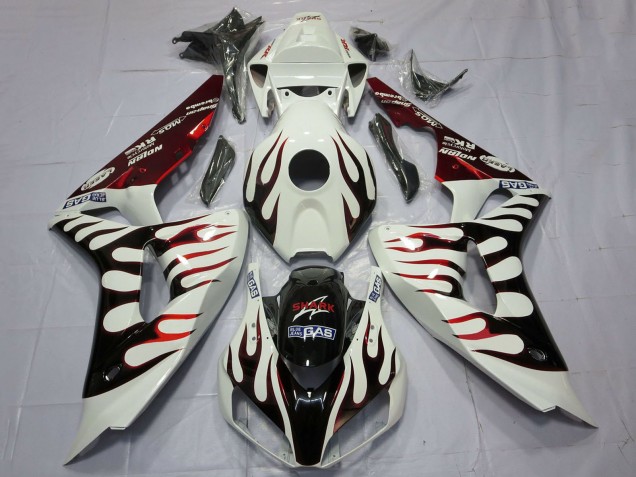 2006-2007 Honda CBR1000RR Motorcycle Fairings - White Red Glossy Black Flame Canada Websites