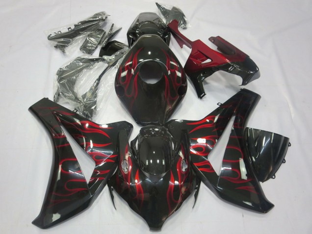 2008-2011 Honda CBR1000RR Motorcycle Fairings - Glossy Black Red Flame Canada Websites