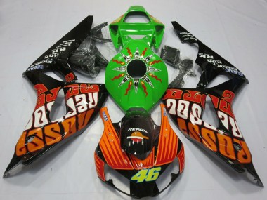 2006-2007 Honda CBR1000RR Motorcycle Fairings - Green Orange Glossy Black Rossi 46 Canada Websites