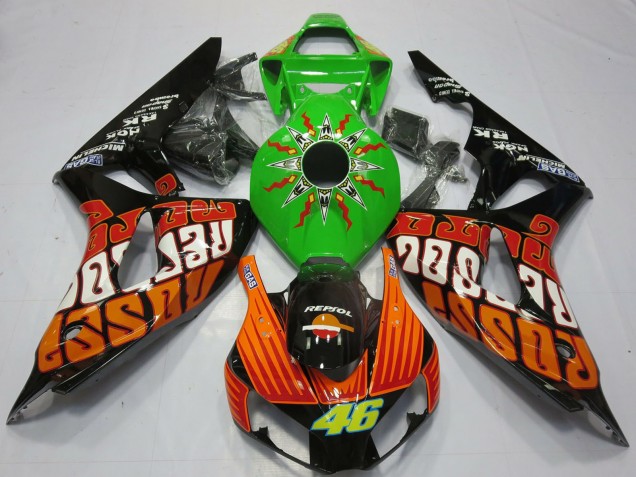 2006-2007 Honda CBR1000RR Motorcycle Fairings - Green Orange Glossy Black Rossi 46 Canada Websites