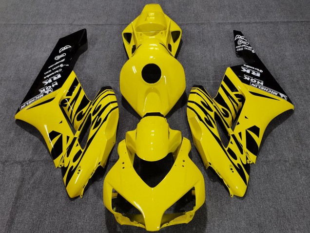 2004-2005 Honda CBR1000RR Motorcycle Fairings - Yellow Glossy Black Flame Canada Websites