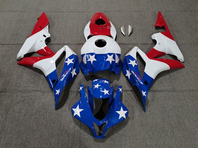 2007-2008 Honda CBR600RR Motorcycle Fairings - White Blue Red American Flag Canada Websites